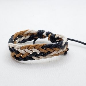 Braided Black, Brown, and Ivory Bracelet